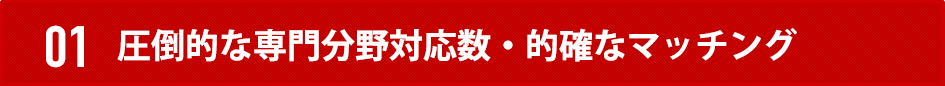 圧倒的な専門分野対応数・的確なマッチング